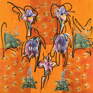 Aus dem Werkzyklus: 'Natur-G&aumlrten' | 150 x 150, Collage / Malerei auf Leinwand | 2007
