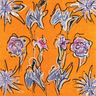 Aus dem Werkzyklus: 'Natur-G&aumlrten' | 150 x 150, Collage / Malerei auf Leinwand | 2007