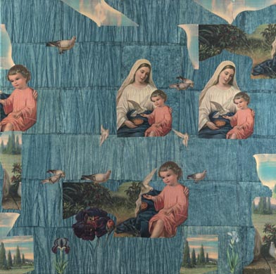 Aus dem Werkzyklus: 'Muttergottes' | 145 x 145, Collage / Malerei auf Leinwand | 2005