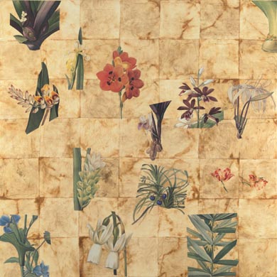 Aus dem Werkzyklus: 'Natur-G&aumlrten' | 145 x 145, Collage / Malerei auf Leinwand | 2002