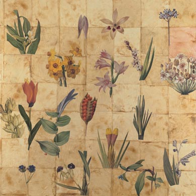 Aus dem Werkzyklus: 'Natur-G&aumlrten' | 145 x 145, Collage / Malerei auf Leinwand | 2002