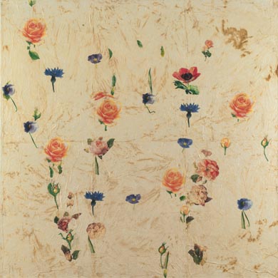 Aus dem Werkzyklus: 'Natur-G&aumlrten' | 145 x 145, Collage / Malerei auf Leinwand | 2003