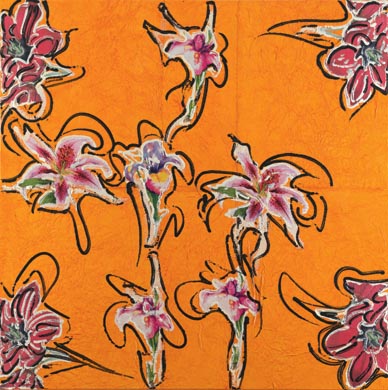 Aus dem Werkzyklus: 'Natur-G&aumlrten' | 150 x 150, Collage / Malerei auf Leinwand | 2007