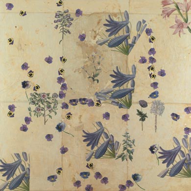 Aus dem Werkzyklus: 'Natur-G&aumlrten' | 145 x 145, Collage / Malerei auf Leinwand | 2002