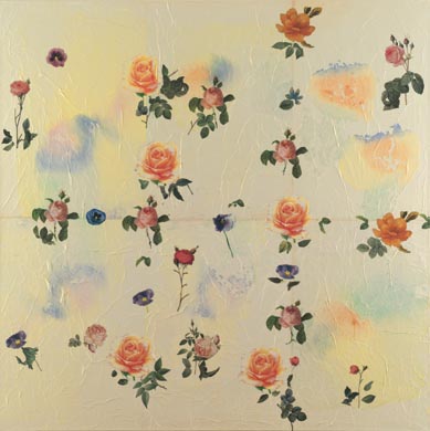 Aus dem Werkzyklus: 'Natur-G&aumlrten' | 145 x 145, Collage / Malerei auf Leinwand | 2003
