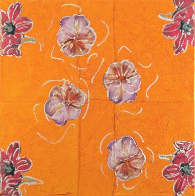 Aus dem Werkzyklus: 'Natur-G&aumlrten' | 145 x 145, Collage / Malerei auf Leinwand | 2007