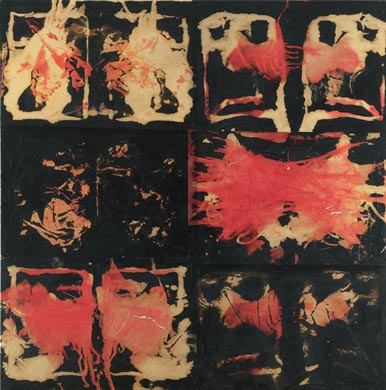 Portrait | 145 x 145, Collage / Malerei auf Leinwand | 1997
