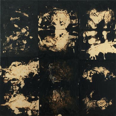 Aus dem Werkzyklus: 'R&oumlntgenbilder' | 145 x 145, Collage / Malerei auf Leinwand | 1997