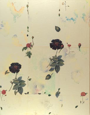 Aus dem Werkzyklus: 'Natur-G&aumlrten' | 180 x 140, Collage / Malerei auf Leinwand | 2001