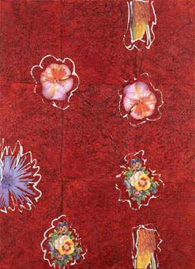 Aus dem Werkzyklus: 'Natur-G&aumlrten-Rot' | 220 x 160, Collage / Malerei auf Leinwand | 2007