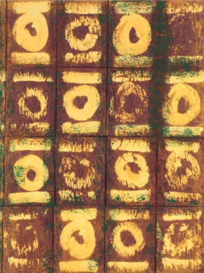 Aus dem Werkzyklus: 'Natur-G&aumlrten-Dunkel' | 200 x 150, Collage / Malerei auf Leinwand | 1997