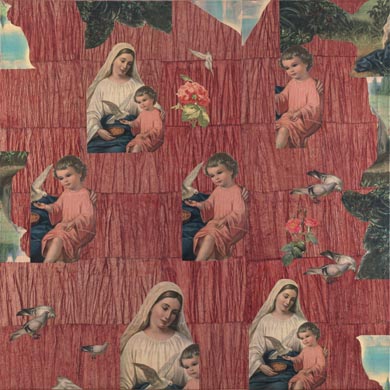 Aus dem Werkzyklus: 'Natur-G&aumlrten-Rot' | 70 x 50, Collage / Malerei auf Leinwand | 2007