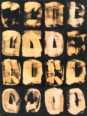 Aus dem Werkzyklus: 'Natur-G&aumlrten-Dunkel' | 200 x 150, Collage / Malerei auf Leinwand | 1997