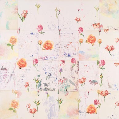 Aus dem Werkzyklus: 'Natur-G&aumlrten' | 145 x 145, Collage / Malerei auf Leinwand | 2001