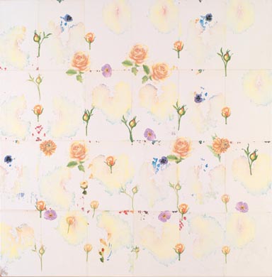 Aus dem Werkzyklus: 'Natur-G&aumlrten' | 145 x 145, Collage / Malerei auf Leinwand | 2001
