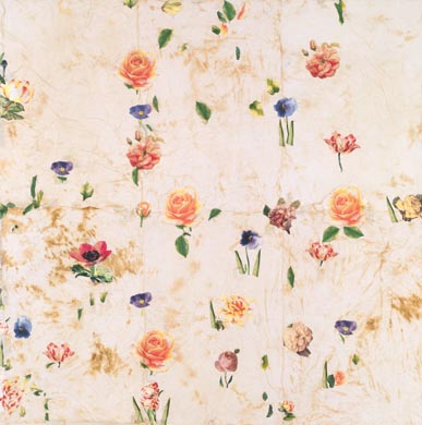 Aus dem Werkzyklus: 'Natur-G&aumlrten' | 145 x 145, Collage / Malerei auf Leinwand | 2003