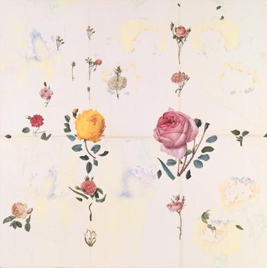 Aus dem Werkzyklus: 'Natur-G&aumlrten' | 145 x 145, Collage / Malerei auf Leinwand | 2001
